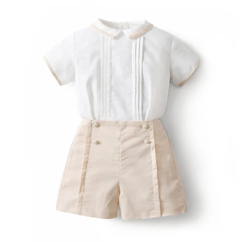 Two Piece Set in Weiß/Beige