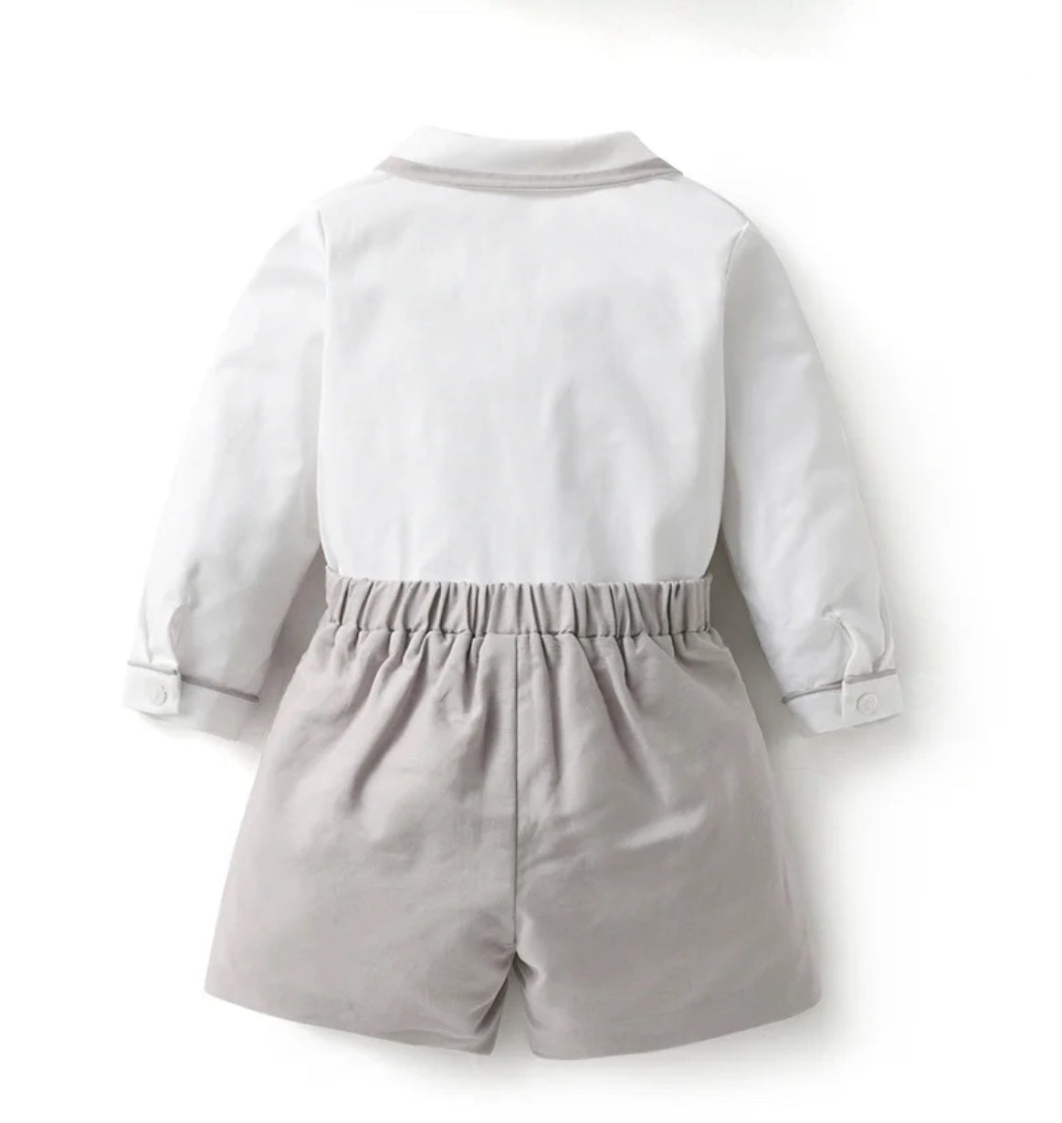 Long Sleeve Two Piece Set in Weiß/ Grau