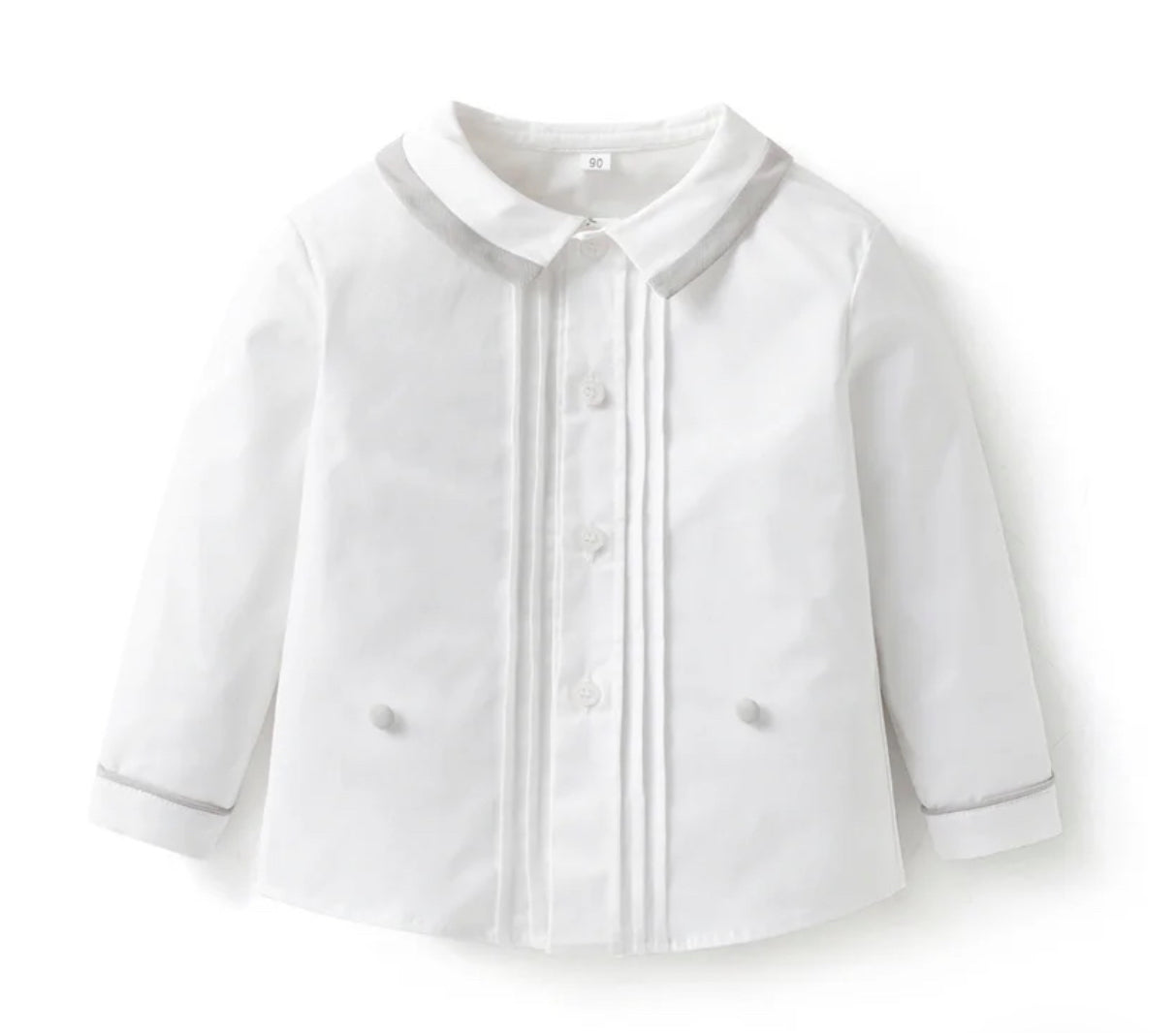 Long Sleeve Two Piece Set in Weiß/ Grau