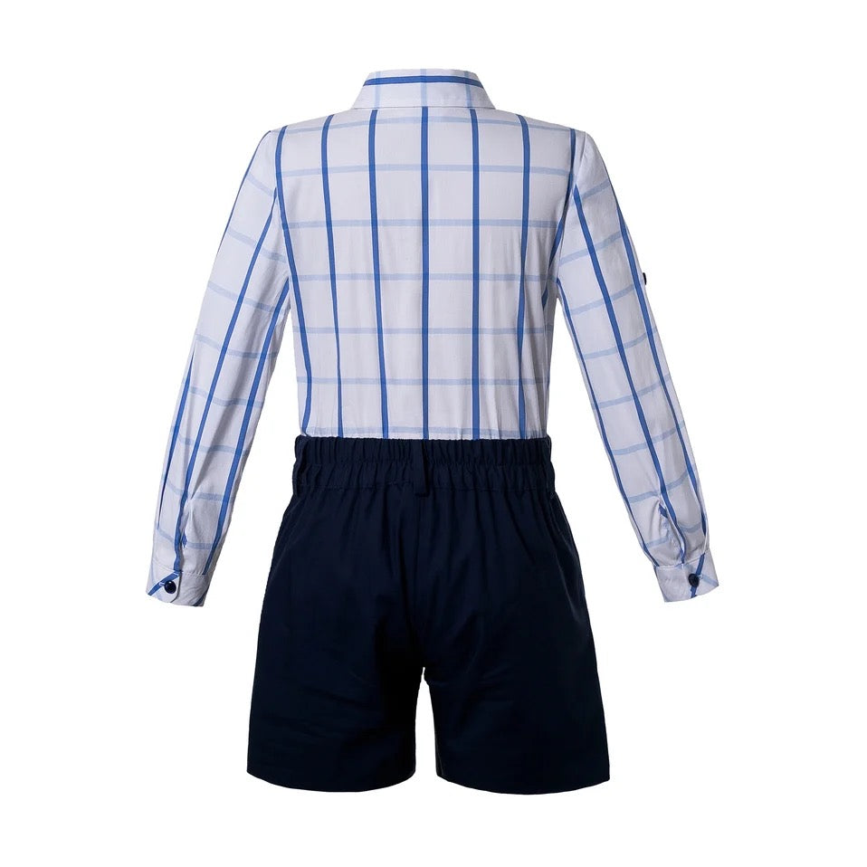 Long Sleeve Two Piece Set in Blau/Hellblau