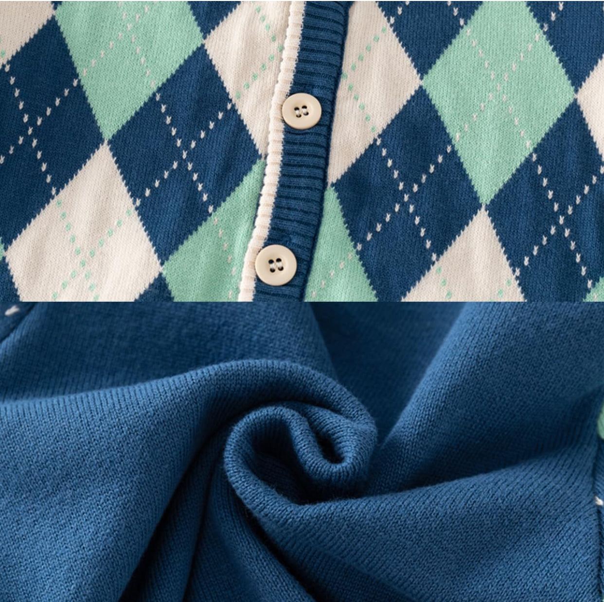 Junior Cardigan aus angenehmen Strick-Mix mit Argyle-Muster