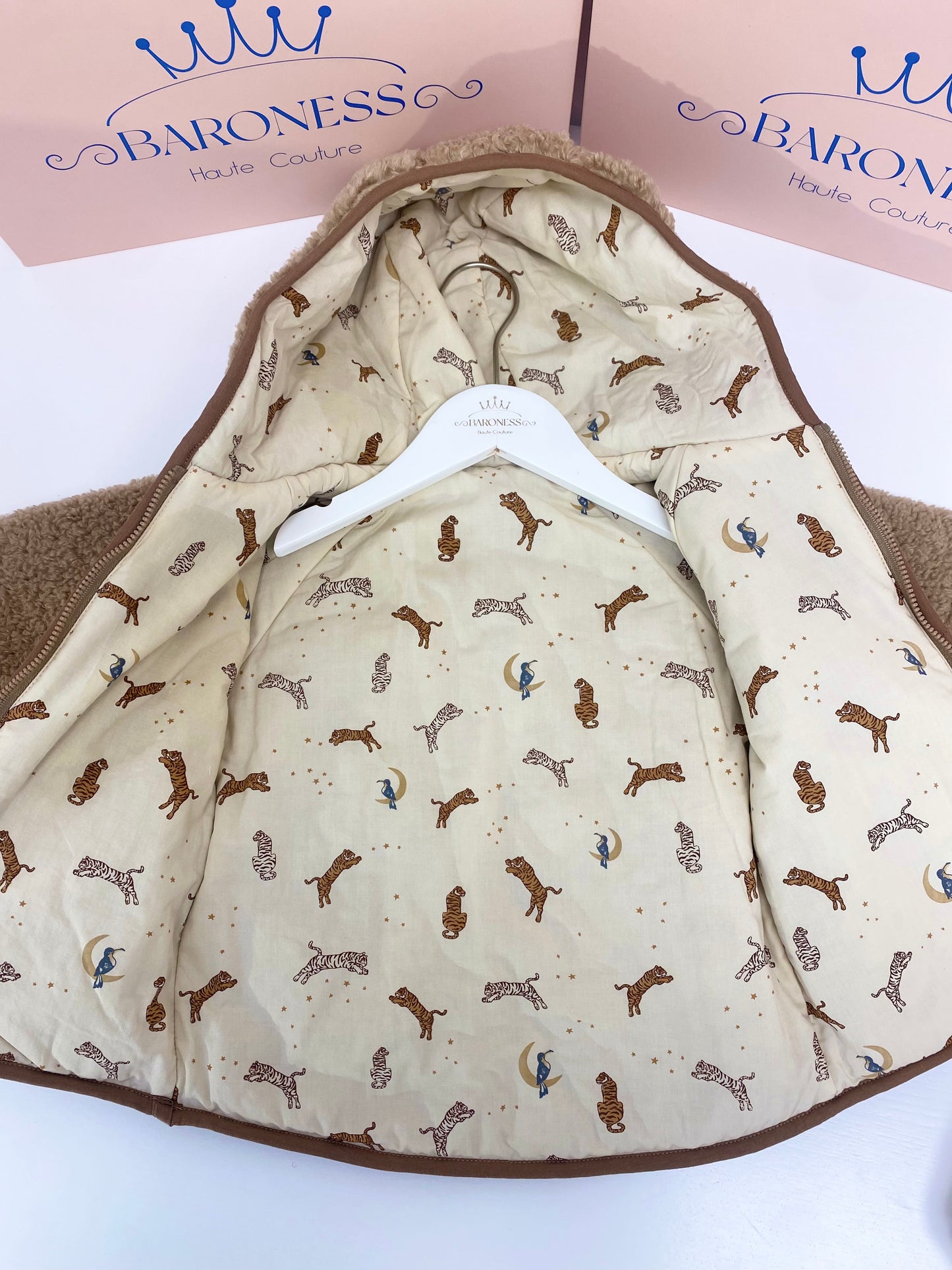 Jacke aus Teddyfleece mit Kapuze