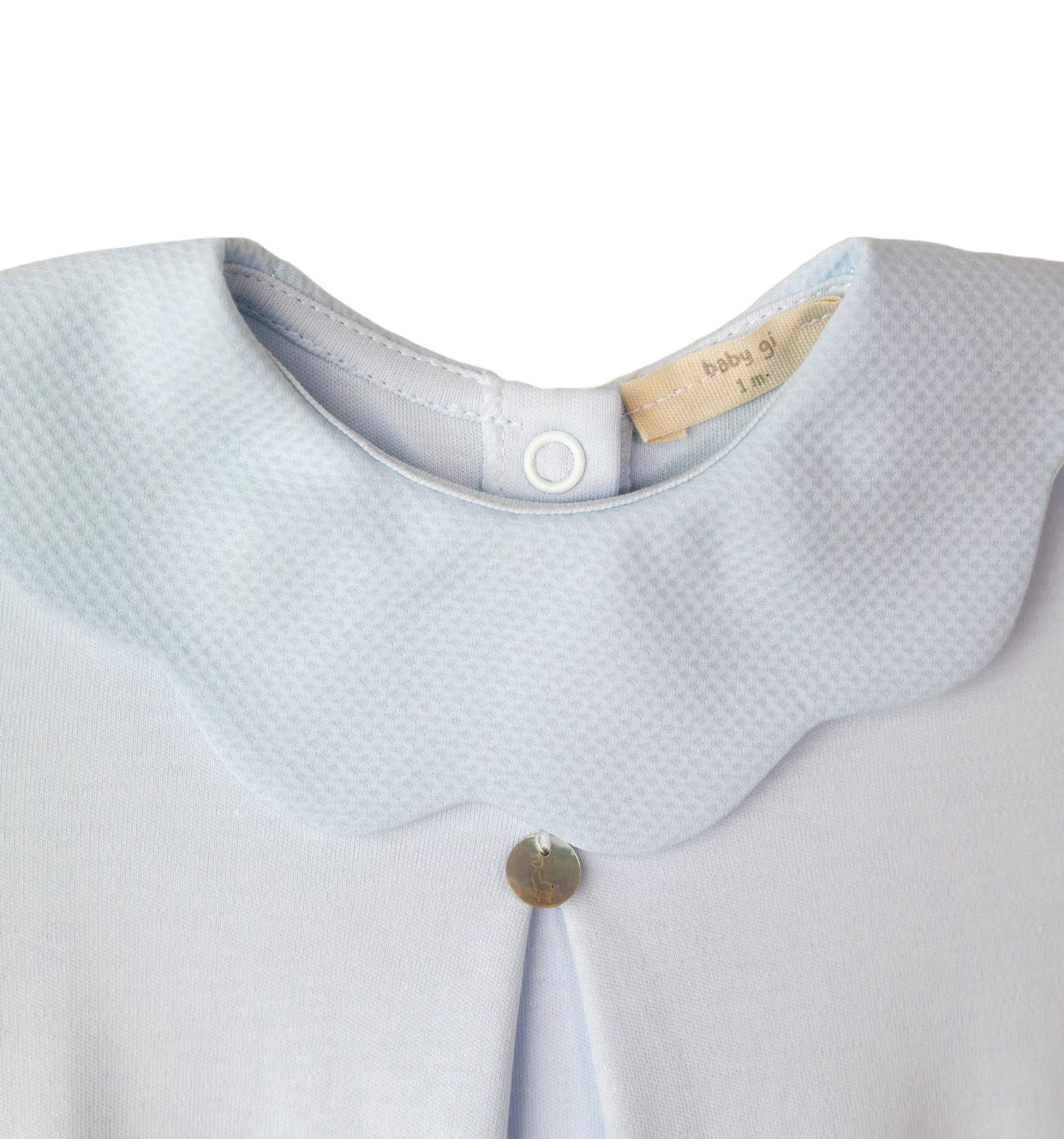 Strampler mit Piqué-Kragen für Jungen. Blue Farbe. 100% Baumwolle.