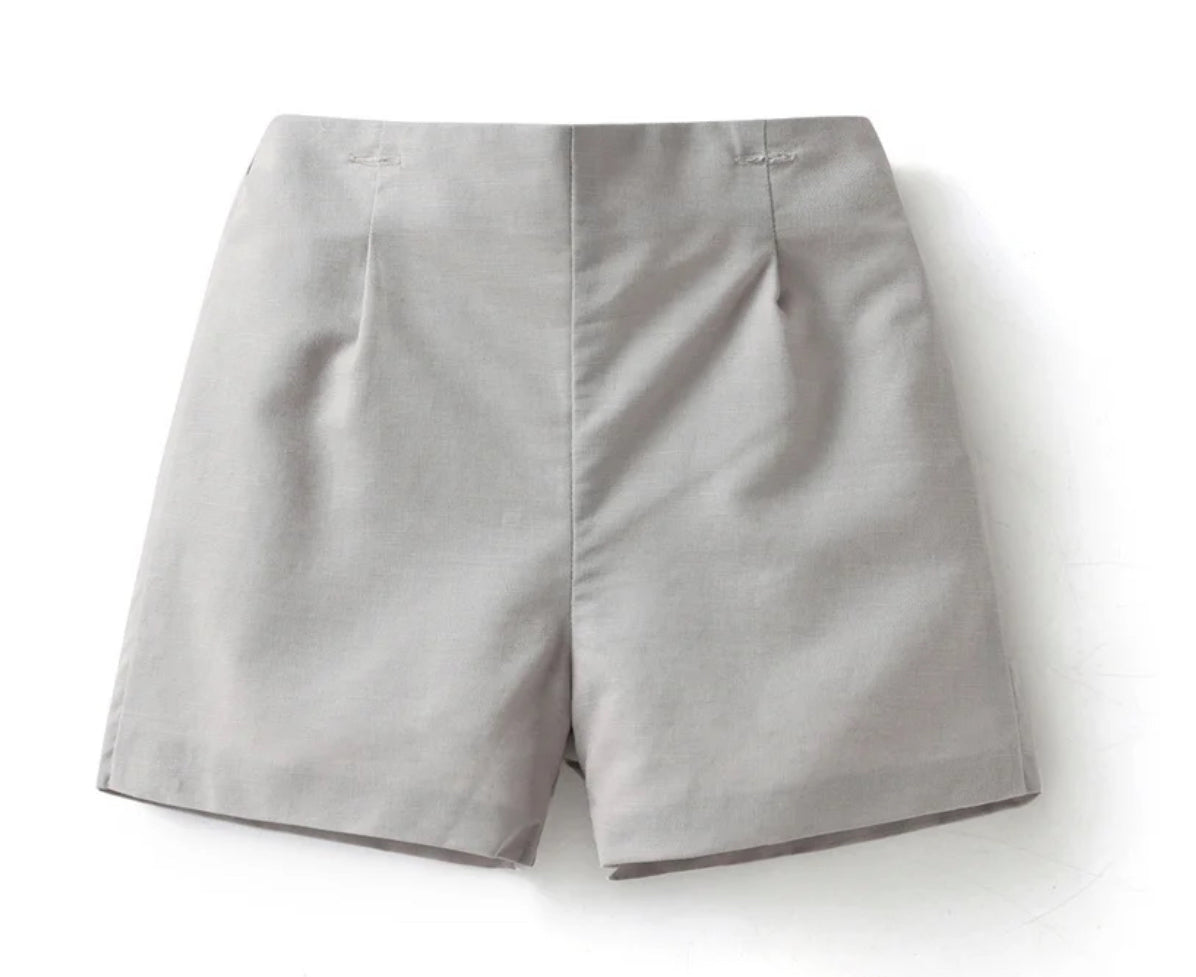 Long Sleeve Two Piece Set in Weiß/ Grau