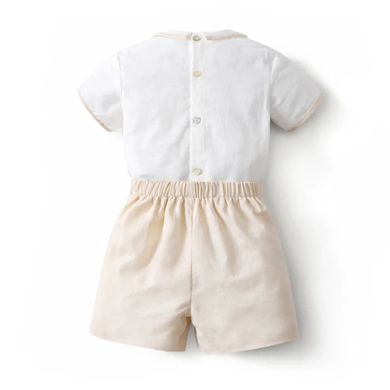 Two Piece Set in Weiß/Beige