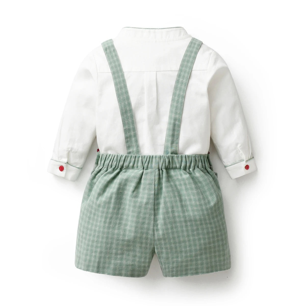 Long Sleeve Two Piece Set in Weiß/Grün