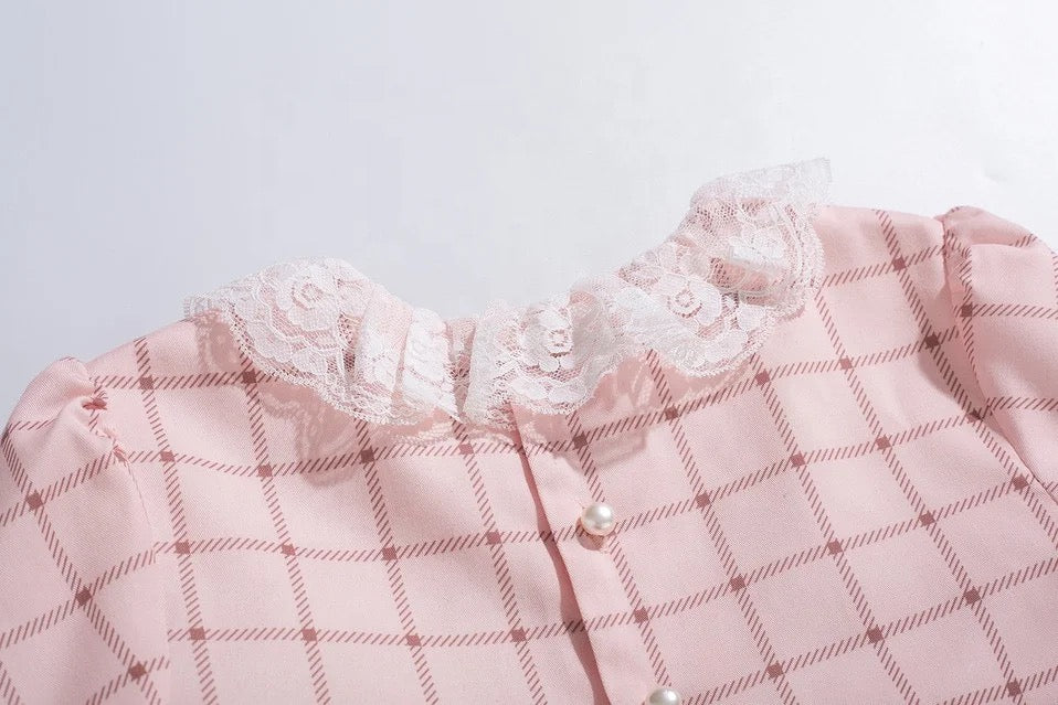 Rosa Plaid Dress with Headband