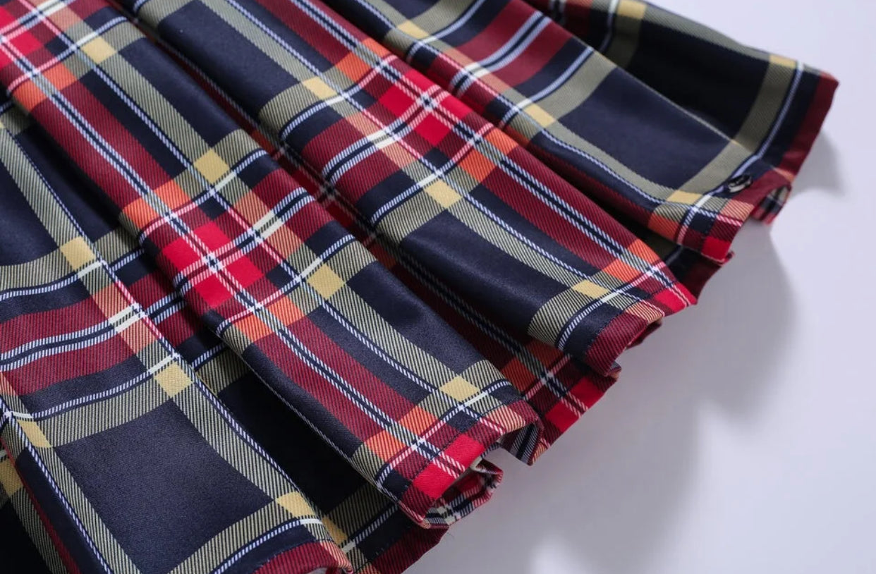 Plaid Red Dress with Headband