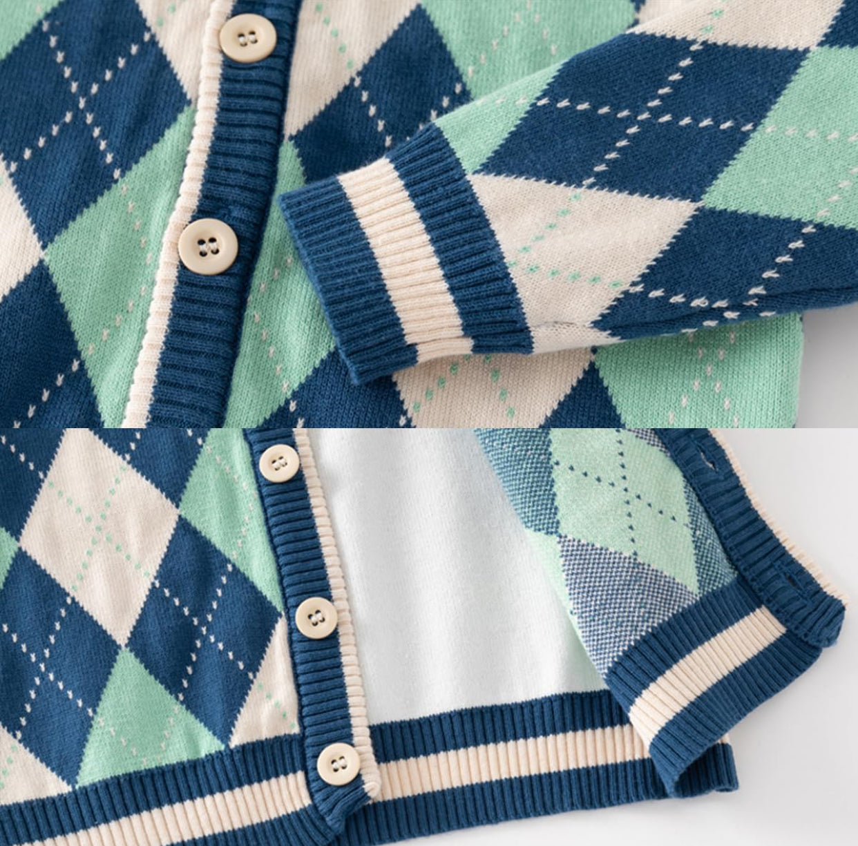 Junior Cardigan aus angenehmen Strick-Mix mit Argyle-Muster