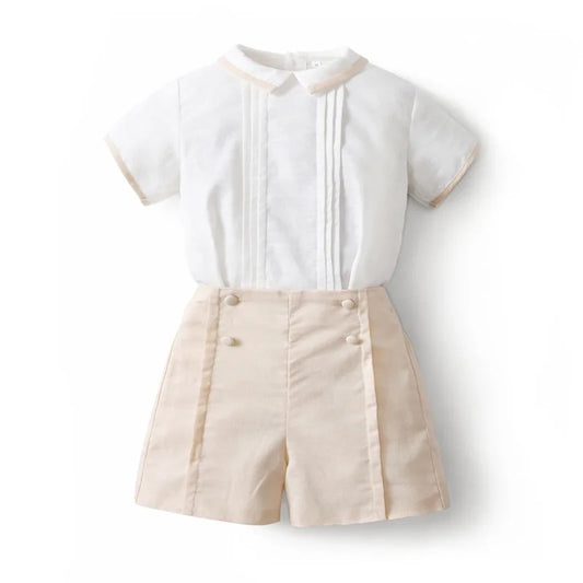 Two Piece Set in Weiß/Beige