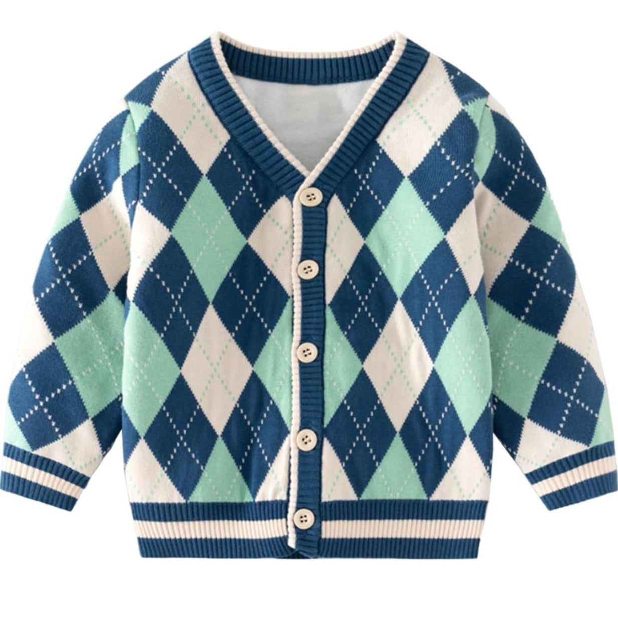 Junior Cardigan aus angenehmen Strick-Mix mit Argyle-Muster