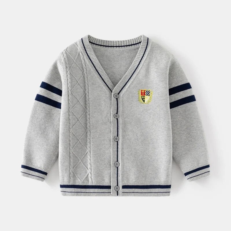 Junior Cardigan aus angenehmen Strick-Mix. Hellgrau.