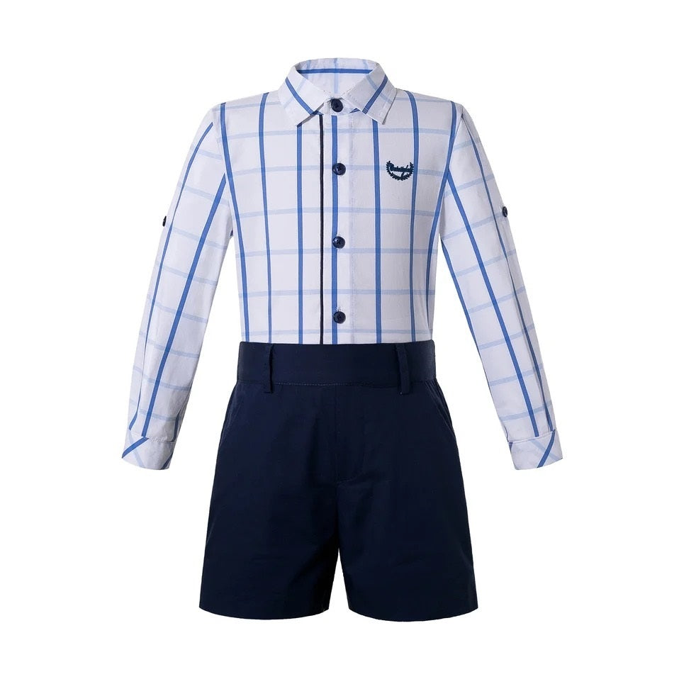 Long Sleeve Two Piece Set in Blau/Hellblau